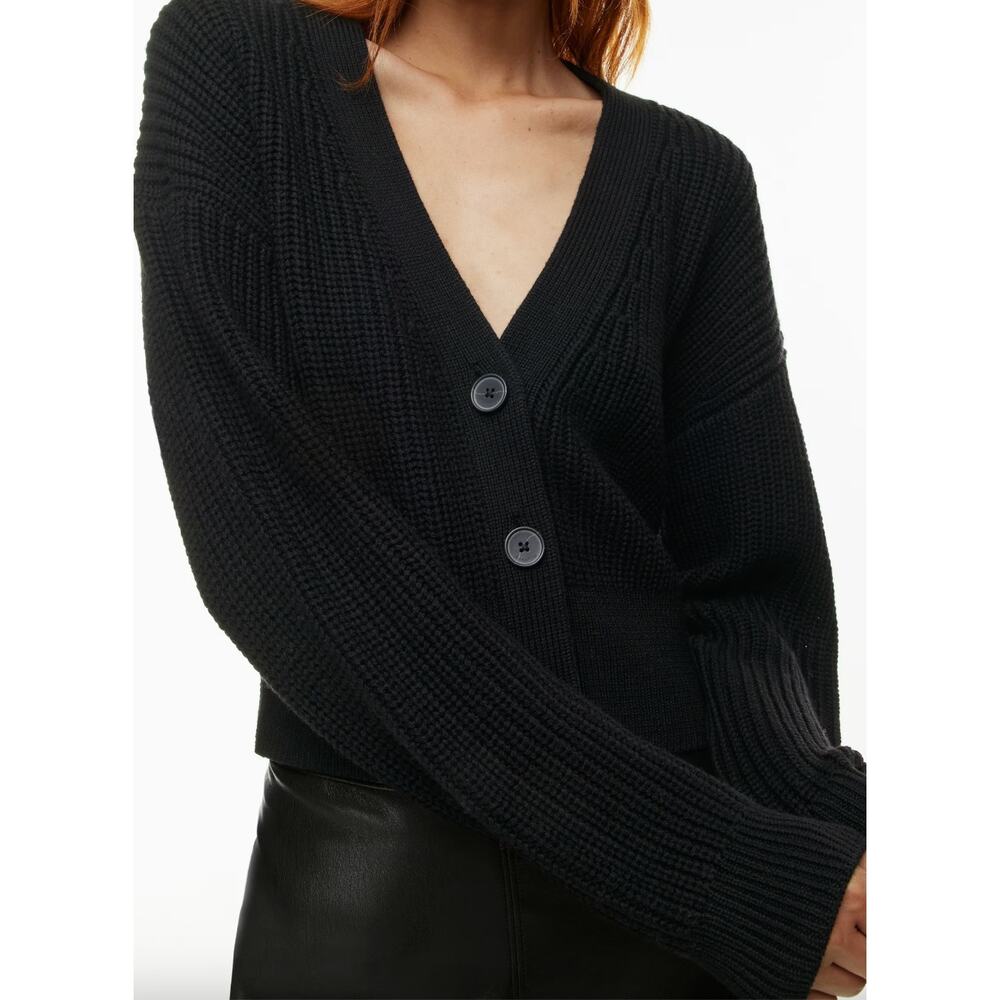 Aritzia Babaton canberra merino wool v-neck cardigan in black size L
